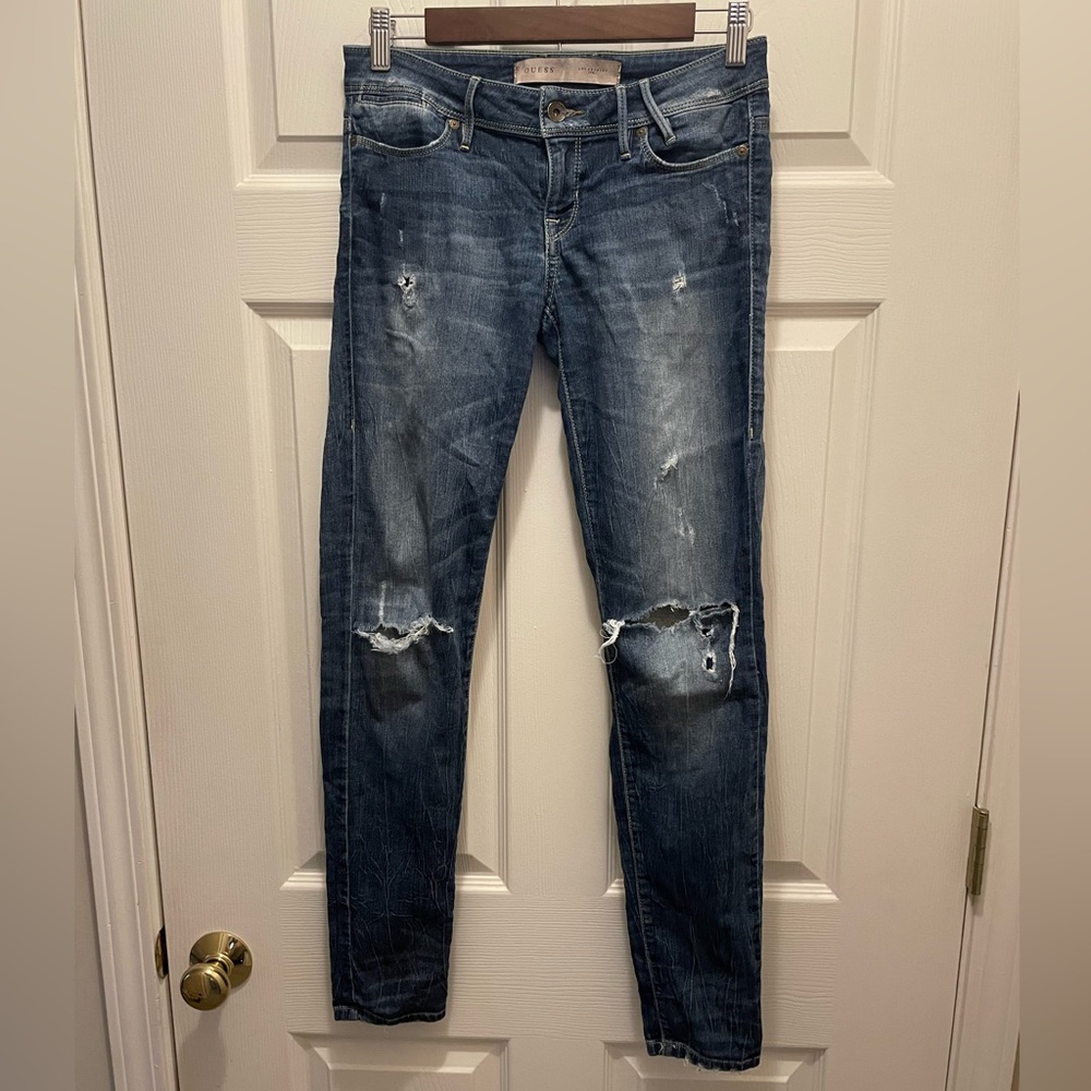Guess low rise ripped jeans